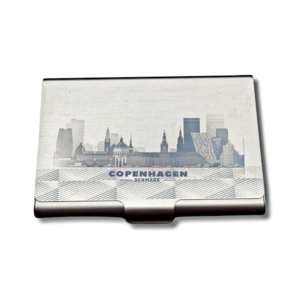 Kortholder til kreditkort visitkort anti skim Copenhagen skyline Silver