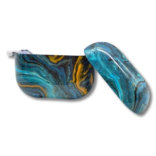 Airpods Third Generation Shell i luksuriøs marmor 2022 blå guld krog Blue one size