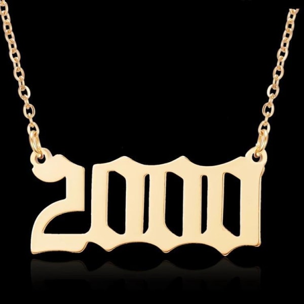 Guldpläterat halsband kedja år 2000 unisex Guld one size