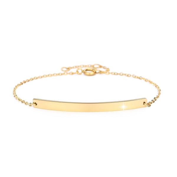 Stainless Steel Bracelet with Narrow Plate and Diamond Detail - Tray - Gold, Silver, Rose Gold" Silver one size