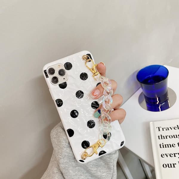 iPhone 12 Pro Max -etui prikket sort og hvid med ankelrem White one size