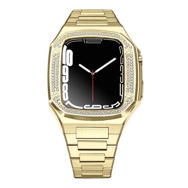 Noorzai S-Apple Watch Lyx-fodral band strass diamanter iWatch 7 Guld