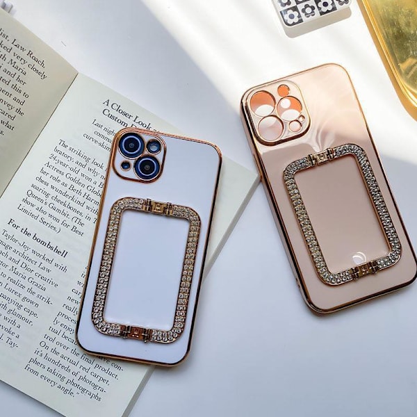 iPhone 13 Pro-kotelon kahva, jossa on strassitimanttijalusta musta valkoinen pinkki Black one size