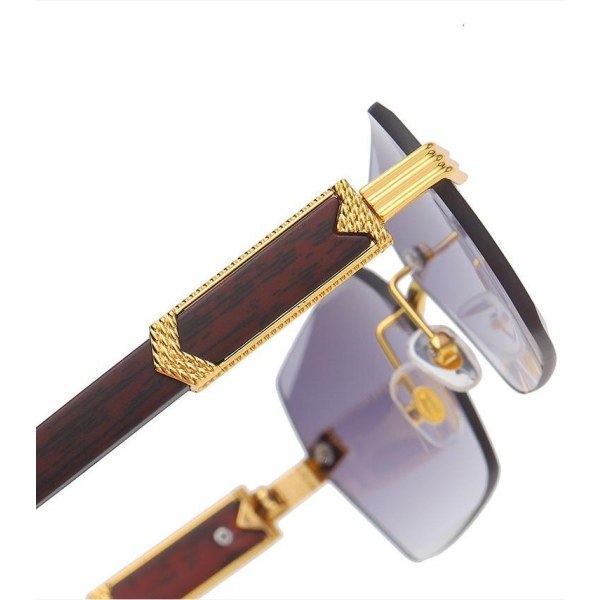 Detaljerede solbriller med trædetaljer & kanter i guld brun Brown one size
