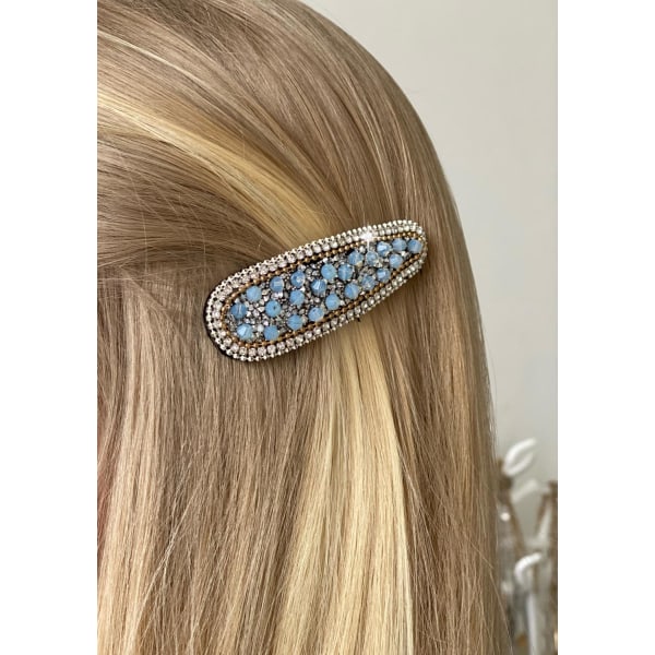 Käsintehdyt hiusnauhat kangasta helmillä, strassilla ja timantei Blue one size