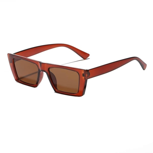 Smala solglasögon med platt ram unisex brun röd orange Brun one size