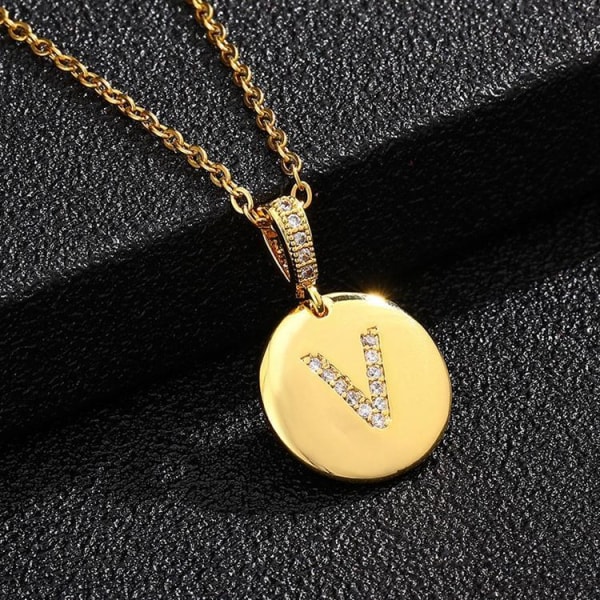 Pyöreät kirjaimet amuletit kullasta ja zirkonikullatut kaulakorut Gold one size