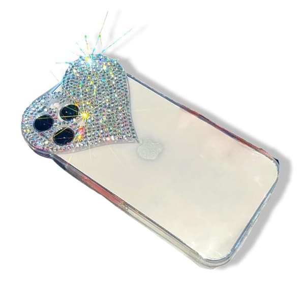 Luksus Mobiltelefon Case iPhone 14 Plus Bling Bling Crystal Diam Silver