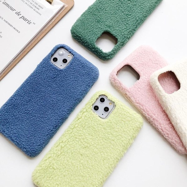 iPhone11 skal teddy material fluffigt mjukt stickat Pink one size