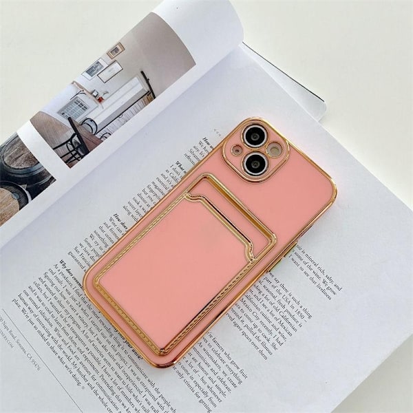 iPhone 13 kotelo lompakkokorttipidike silikonista valkoruusukulta Pink one size