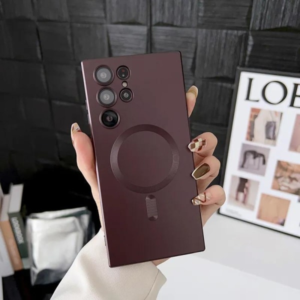 S23 Ultra 5G Mobile Case - Tunne metallin voima tukee magneettista latausta Red one size