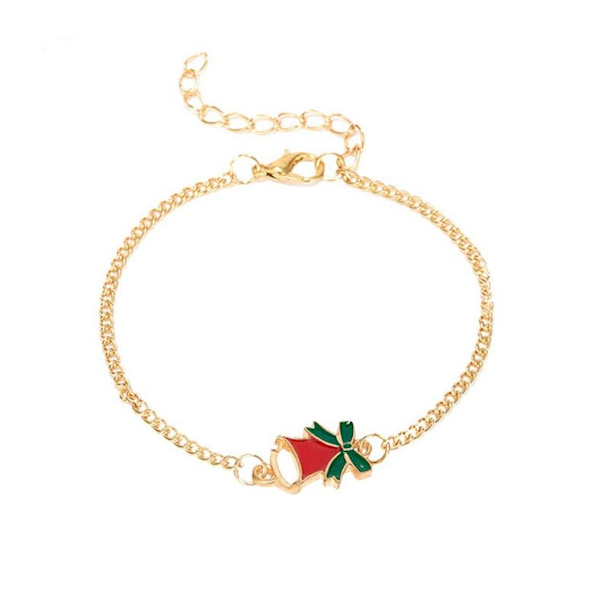 Kaunis rannekoru kellolla ja vihreä nauha joulu Gold one size