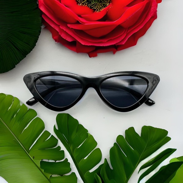 Svarta cat-eye solglasögon vintage retro högkvalitativt material Svart one size
