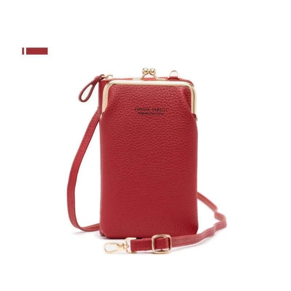 Plånbok väska med axelrem multifunktion vattenavstötande telefon Röd