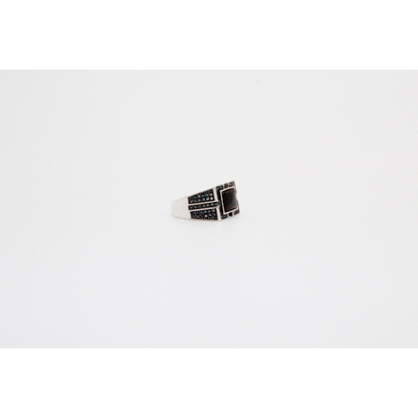 Sterling silver ring äkta svart sten orientalisk klackring för män Svart one size