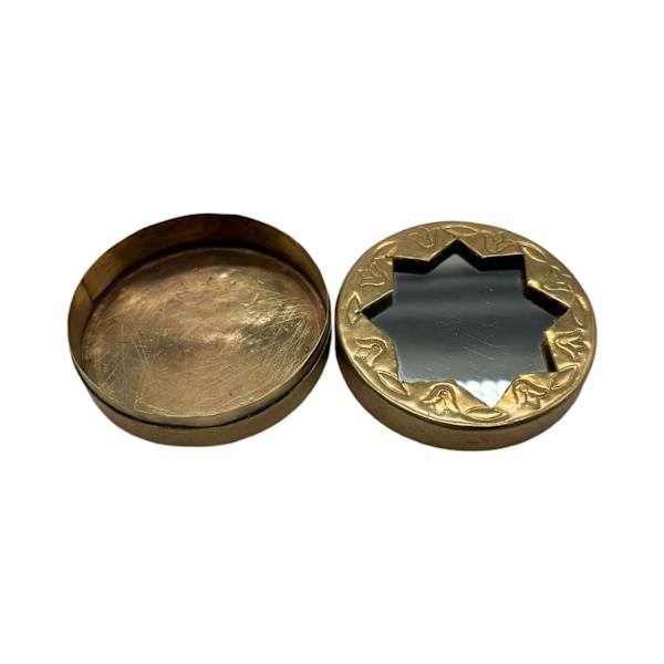 Vintage snusdosa i koppar med spegel och stjärn-detalj Guld