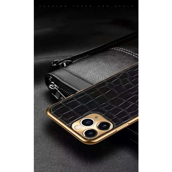 iPhone 12 Pro Max Cover aitoa nahkaa krokotiilikuvio kullattu ko Red one size