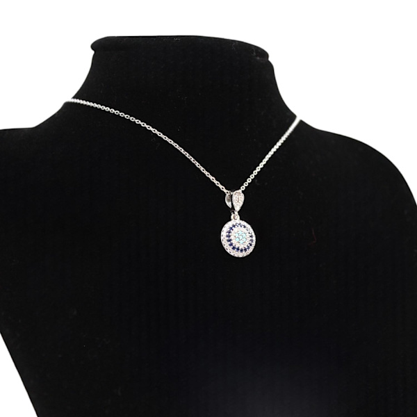 Nazar Halsband i 925 Silver med Färgglada Zirkoniastenar – Stilfullt Skyddssmycke Silver one size