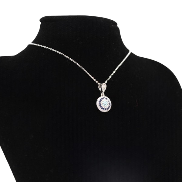 Nazar halskæde i 925 sølv med farverige zirconia sten - stilfuld Silver one size