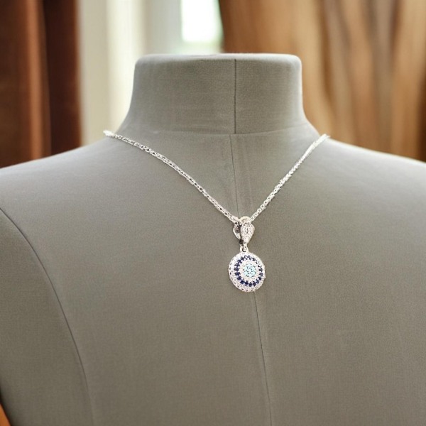Nazar Halsband i 925 Silver med Färgglada Zirkoniastenar – Stilf Silver one size