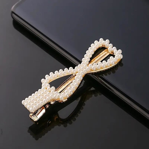 Stilfulde og elegante hårnåle med sløjfe, krone, hjerte og perler - til kvinder White one size