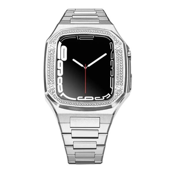 Noorzai S-Apple Watch Lyx-fodral band strass diamanter iWatch 7 Silver