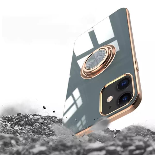 Luksuriøst stilig deksel iPhone 12 Pro Max med ringstativfunksjon Gull LightPink one size