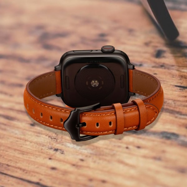 Apple Watch Watch armbånd ægte læder flere farver 42/44/45mm Brown Brown&Rosé