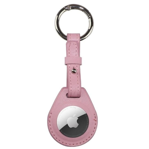 Nyckelringshållare i lyxigt flerfärgat veganskt läder för Apple AirTag, med skyddande fodral Rosa