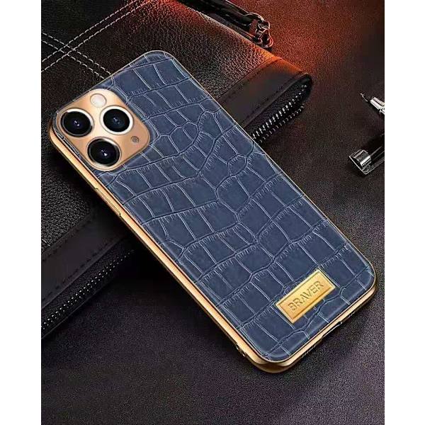 iPhone 12 Suojakotelo aitoa nahkaa krokotiilikuvio kullattu korkea ylellisyys Green one size