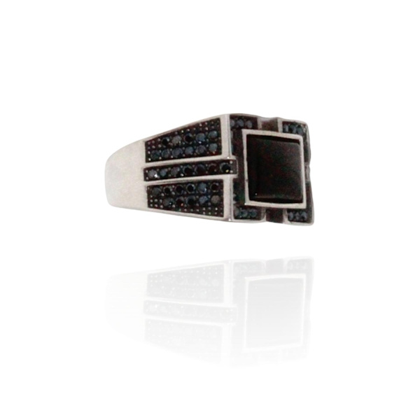 Sterling silver ring äkta svart sten orientalisk klackring för män Svart one size