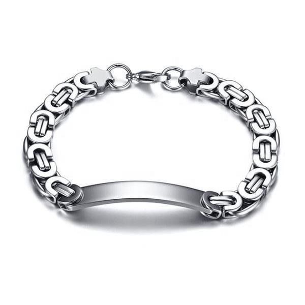 Stainless Steel Stylish Men's Bracelet Chain - Curved, Stylish, Simple Silver one size