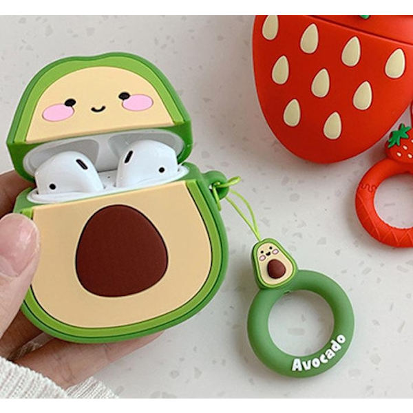 Airpods Pro beskyttelse avokado i silikon med grønt ringskall Green one size