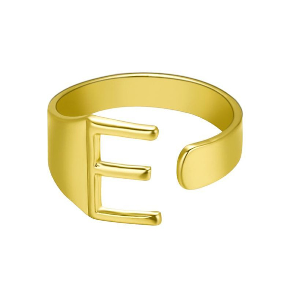 Guldpläterad ring med bokstäver minimalistisk justerbar Gold one size