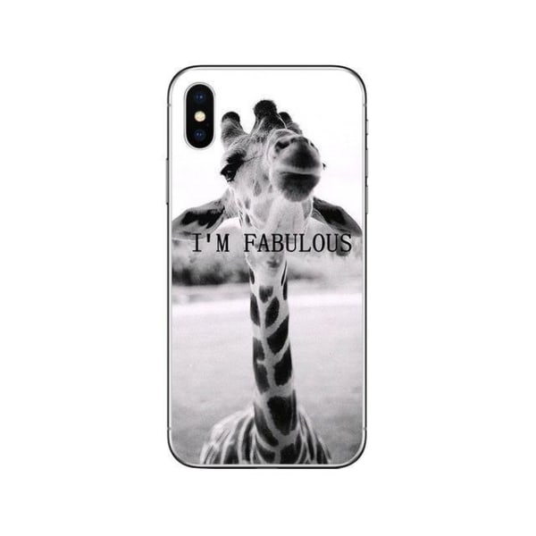 iPhone 12 Pro Max case være rolig giraf med tekst I am fabulous Grey one size