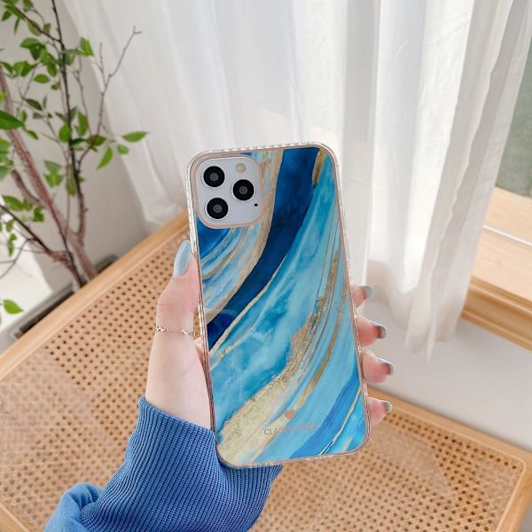 iPhone 12 & 12 Pro Skal i oändliga färger marmor mönster Turquoise one size
