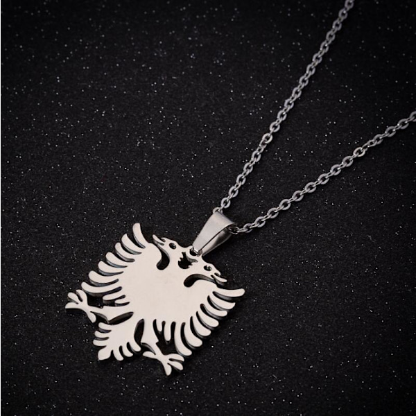 Necklace with shenja e flamurite Albanian eagle gold plated & silver Silver one size