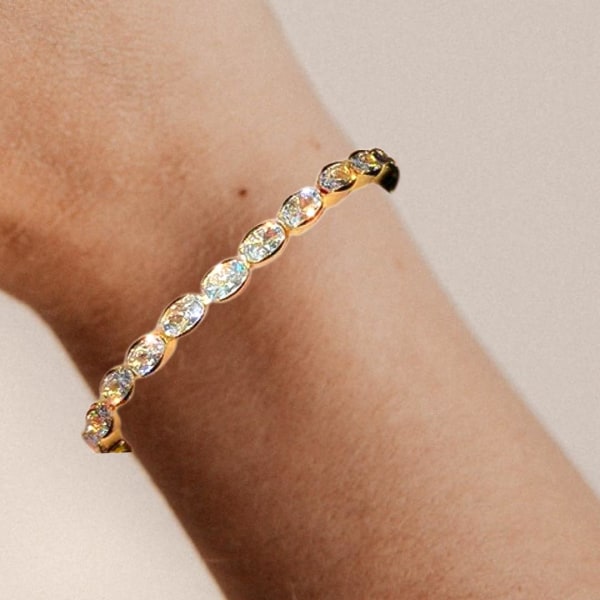 Vackert armband med ovala diamanter lyx gåva guld för kvinnor Guld one size