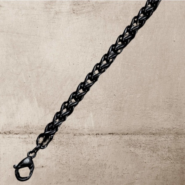 Luksuriøst titanium armbånd + halskæde til mænd i sort eller søl Black one size