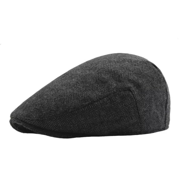 Herre baret kasket fint mønster sort brun grå gatsby Black one size