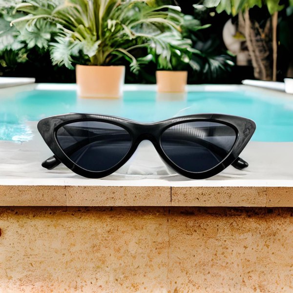 Sorte cat-eye solbriller vintage retro materiale af høj kvalitet Black one size