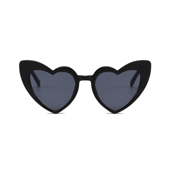 Retro hjerteformede solbriller oversized UV400 for kvinner Black one size