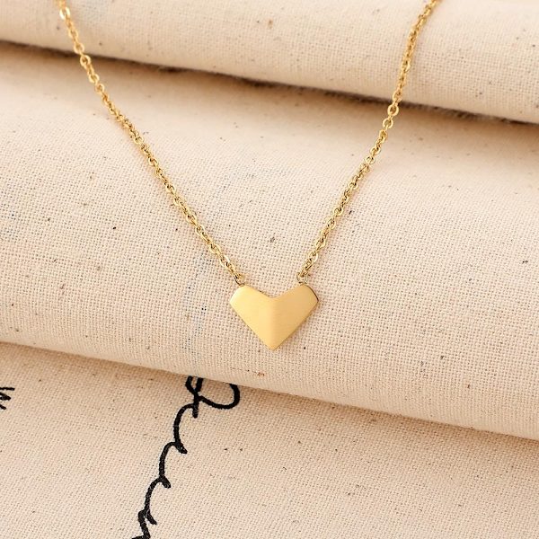 Personalized gift gilded necklace angular heart in gold Gold one size