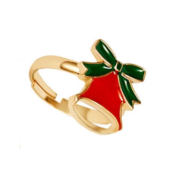 Smuk ring med røde klokker og grøn sløjfe Gold