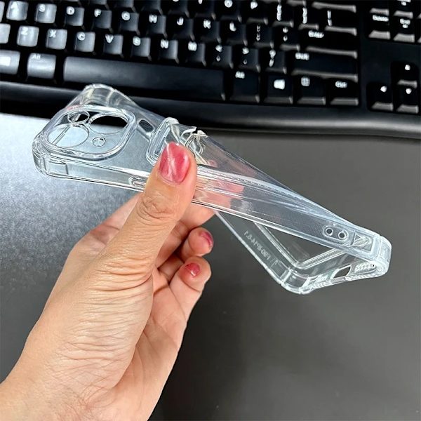 Skal för alla iPhone 15 modeller med plats för kort silikon stötdämpande Transparent one size