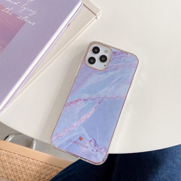 iPhone 12 & 12 Pro Skal i oändliga färger marmor mönster Purple one size