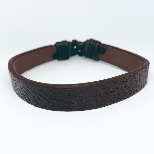 Håndlavet naturarmbånd brunt læder glat indeni Brown one size