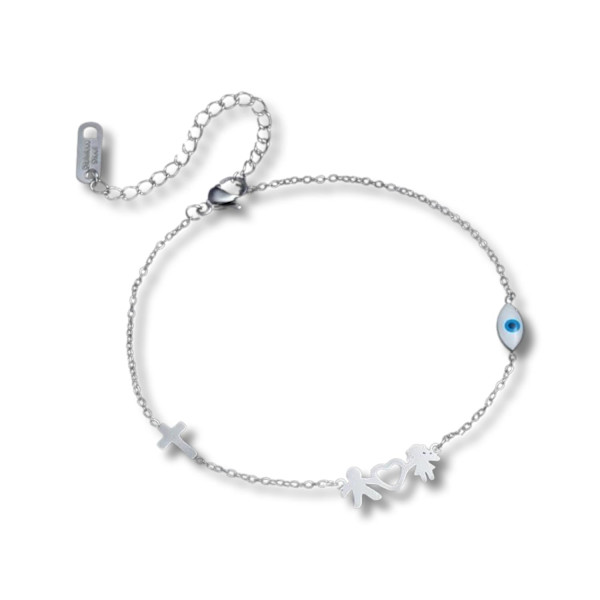 Kärleksarmband i titanium par hjärta armband gåva Silver one size