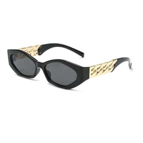 Udsmykkede solbriller til kvinder med guldstænger 2023 Black one size