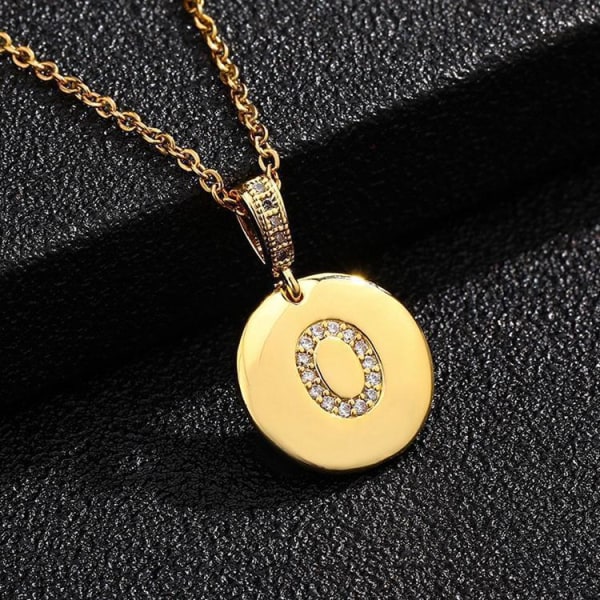 Pyöreät kirjaimet amuletit kullasta ja zirkonikullatut kaulakorut Gold one size